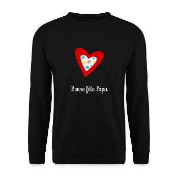 FÊTE DES PÈRES.BONNE FÊTE PAPA. PAPA. BONNE FÊTE - Sweat-shirt Unisexe - noir - Devant - Alina (178cm) & Michal (187cm)
