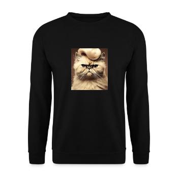 Chat persan Negan: Rockabilly - Sweat-shirt Unisexe - noir - Devant - Alina (178cm) & Michal (187cm)