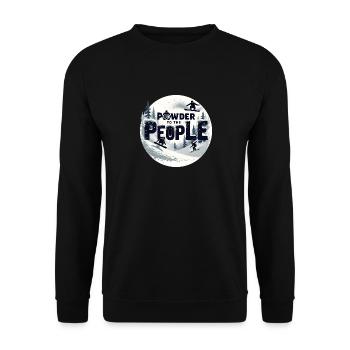 Powder to the People – Snowboard & Powder - Unisex Pullover - Schwarz - Vorne - Alina (178cm) & Michal (187cm)