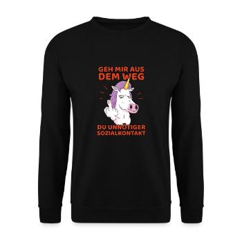 Get out of my way you unnecessary social contact - Unisex Sweatshirt - black - Front - Alina (178cm) & Michal (187cm)