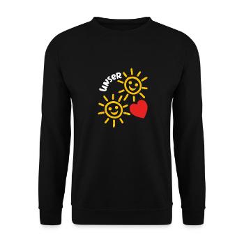 Sonne im Herzen unser Sonnenschein - Unisex Pullover - Schwarz - Vorne - Alina (178cm) & Michal (187cm)