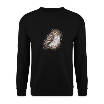 Owl Bird Bird lover Birdwatcher Bird of prey - Unisex Sweatshirt - black - Front - Alina (178cm) & Michal (187cm)