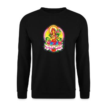 Tara Tibet Buddhismus Lotusblüte Sonne Göttin Om - Unisex Pullover - Schwarz - Vorne - Alina (178cm) & Michal (187cm)