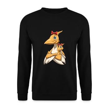 Pterodactyl Dino Dinosaurier Flugsaurier - Unisex Pullover - Schwarz - Vorne - Alina (178cm) & Michal (187cm)