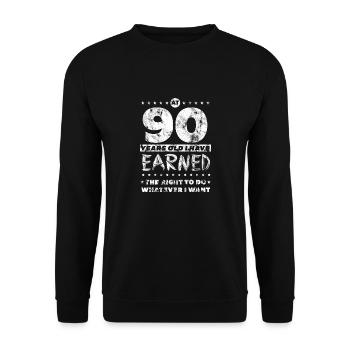 90th Birthday Gift T-Shirt - Do Whatever I Want - Unisex Pullover - Schwarz - Vorne - Alina (178cm) & Michal (187cm)