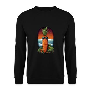 Funky Karotte mit Sonnenbrille Strandgemüse - Unisex Pullover - Schwarz - Vorne - Alina (178cm) & Michal (187cm)