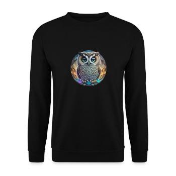Eule - Unisex Pullover - Schwarz - Vorne - Alina (178cm) & Michal (187cm)