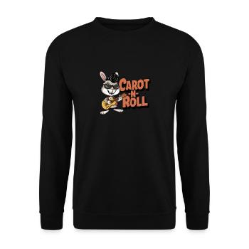 Cartoon Rabbit Playing Guitar in Sunglasses - Unisex Sweatshirt - black - Front - Alina (178cm) & Michal (187cm)