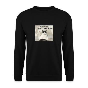 THIS IS MY "I DON'T CARE" POSE – Meme Katze - Unisex Pullover - Schwarz - Vorne - Alina (178cm) & Michal (187cm)