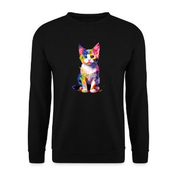 Little shy cat - Unisex Sweatshirt - black - Front - Alina (178cm) & Michal (187cm)