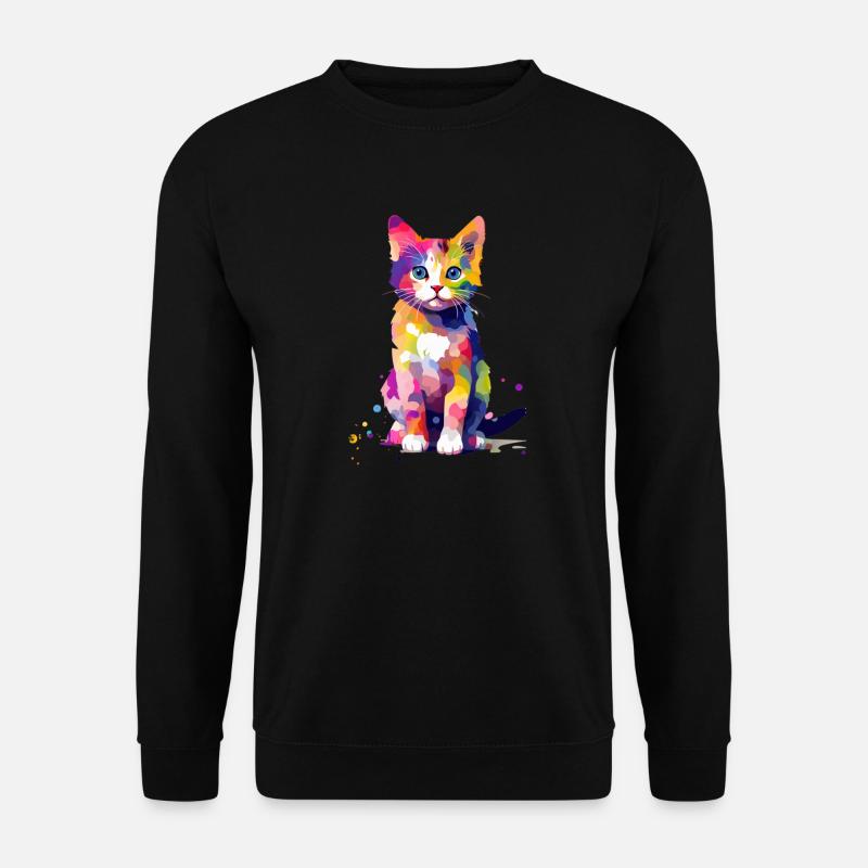 Farbklecks Katze - Unisex Pullover - Schwarz