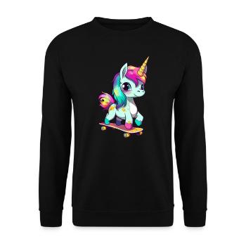 Licorne sur une planche à roulettes - Sweat-shirt Unisexe - noir - Devant - Alina (178cm) & Michal (187cm)