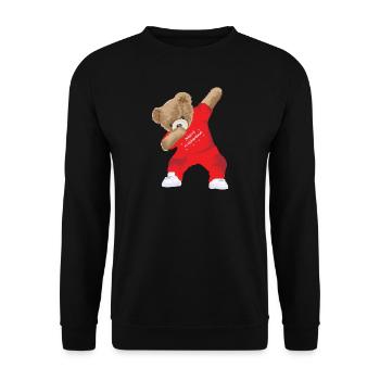 Dabbing Teddy - Unisex Pullover - Schwarz - Vorne - Alina (178cm) & Michal (187cm)