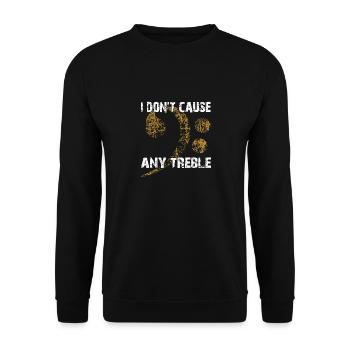 Basse et pas d’aigus - clé de basse avec dicton - Sweat-shirt Unisexe - noir - Devant - Alina (178cm) & Michal (187cm)