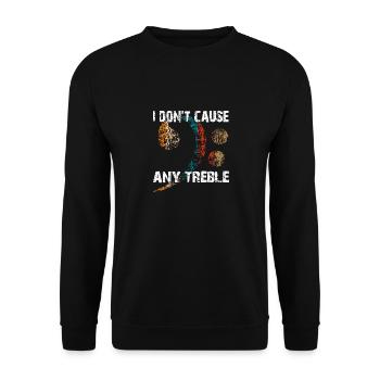 Basse et pas d’aigus - clé de basse avec dicton - Sweat-shirt Unisexe - noir - Devant - Alina (178cm) & Michal (187cm)