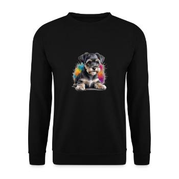Salt and Pepper Pup Paradox: Miniature Schnauzer - Unisex Sweatshirt - black - Front - Alina (178cm) & Michal (187cm)