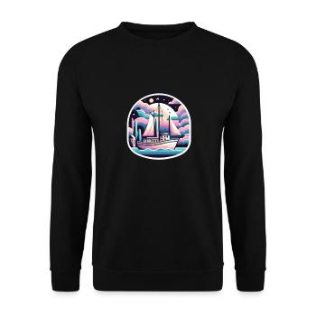 Pastel Paradise Boat - Unisex Sweatshirt - black - Front - Alina (178cm) & Michal (187cm)