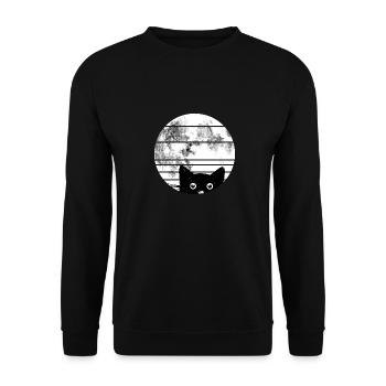 Chat avec lune - Sweat-shirt Unisexe - noir - Devant - Alina (178cm) & Michal (187cm)