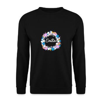 emilia,blumen,blumenkranz,floral,illustration - Unisex Pullover - Schwarz - Vorne - Alina (178cm) & Michal (187cm)