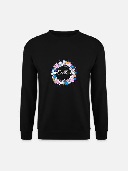emilia,blumen,blumenkranz,floral,illustration - Unisex Pullover - Schwarz