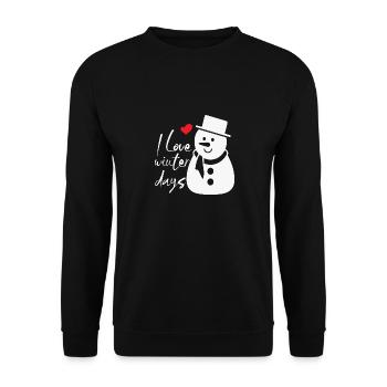J’aime l’hiver, la neige, le froid et le bonhomme de neige - Sweat-shirt Unisexe - noir - Devant - Alina (178cm) & Michal (187cm)