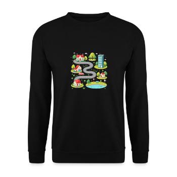 Vatertag mit Autos - Auto Spielmatte - Unisex Pullover - Schwarz - Vorne - Alina (178cm) & Michal (187cm)