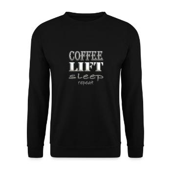 Coffee, Lift, Sleep, Repeat. - Unisex Pullover - Schwarz - Vorne - Alina (178cm) & Michal (187cm)