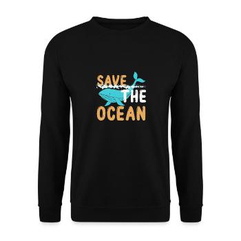 Rettet das Meer, Rettet den Ocean, Wal Wasser - Unisex Pullover - Schwarz - Vorne - Alina (178cm) & Michal (187cm)