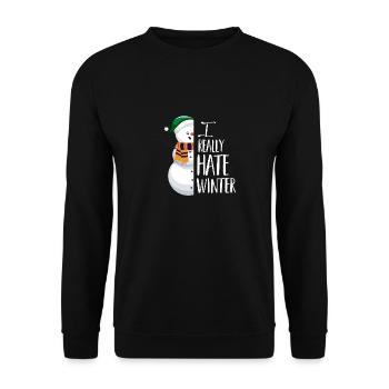 Je déteste l’hiver, je déteste la neige et le froid - Sweat-shirt Unisexe - noir - Devant - Alina (178cm) & Michal (187cm)