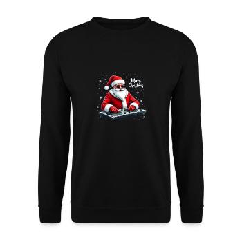 Père Noël DJ Weihnachtsmann - Sweat-shirt Unisexe - noir - Devant - Alina (178cm) & Michal (187cm)