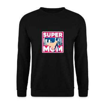 SUPER MOM solo design - Sweat-shirt Unisexe - noir - Devant - Alina (178cm) & Michal (187cm)