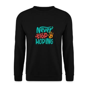 Höre niemals auf zu hoffen - Unisex Pullover - Schwarz - Vorne - Alina (178cm) & Michal (187cm)