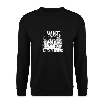 I am not lost I explore, Wander saying - Unisex Sweatshirt - black - Front - Alina (178cm) & Michal (187cm)