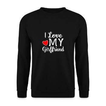 I Love My Girlfriend: Liebe zeigen - Unisex Pullover - Schwarz - Vorne - Alina (178cm) & Michal (187cm)