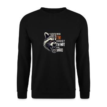 when I'm hungry, I'm not in the mood - Racoon - Unisex Pullover - Schwarz - Vorne - Alina (178cm) & Michal (187cm)