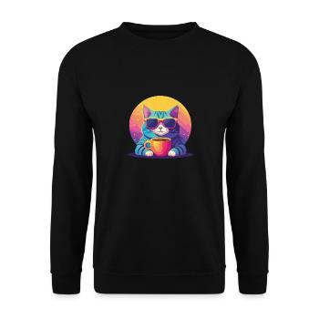 Cool Cat Coffee Vibes - Sweat-shirt Unisexe - noir - Devant - Alina (178cm) & Michal (187cm)