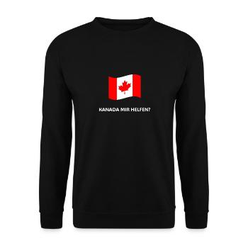 Kanada Mir Helfen? Dad Jokes Wortwitz - Unisex Pullover - Schwarz - Vorne - Alina (178cm) & Michal (187cm)
