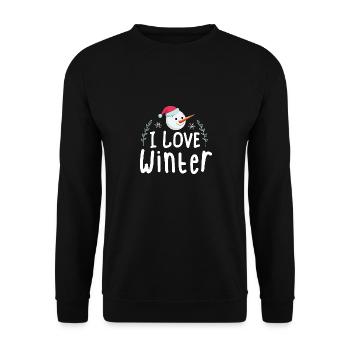 J’aime l’hiver, la neige, le froid et le bonhomme de neige - Sweat-shirt Unisexe - noir - Devant - Alina (178cm) & Michal (187cm)
