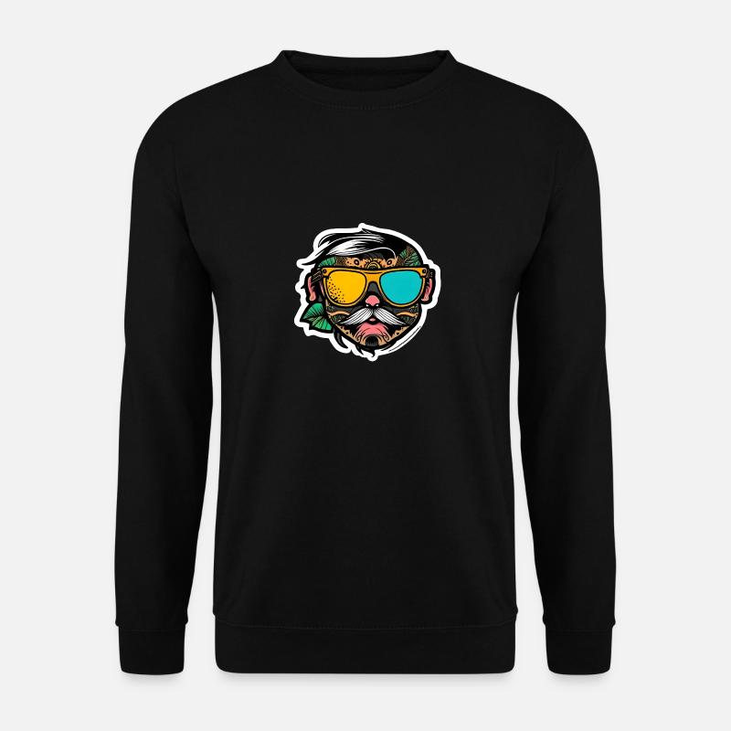 Hipster im bunten Sticker Design - Unisex Pullover - Schwarz
