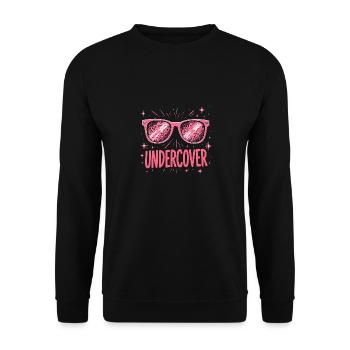 Funny Sunglasses and Undercover Speech Costume - Unisex Sweatshirt - black - Front - Alina (178cm) & Michal (187cm)