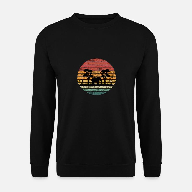 Vintage Elefant Retro Sonnenuntergang Farben Silhouette - Unisex Pullover - Schwarz