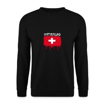 switzerland,schweiz,flagge,graffiti,spray,urban - Unisex Pullover - Schwarz - Vorne - Alina (178cm) & Michal (187cm)
