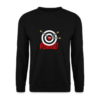 Bogenschießen cooler Spruch. Bogenschütze Archery - Unisex Pullover - Schwarz - Vorne - Alina (178cm) & Michal (187cm)