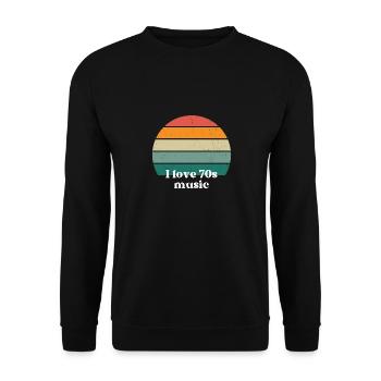 Ich liebe Musik der 70er Jahre - Unisex Pullover - Schwarz - Vorne - Alina (178cm) & Michal (187cm)