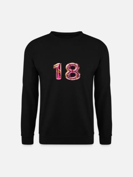 18 - Pink Golden Foil Balloon - Unisex Sweatshirt - black