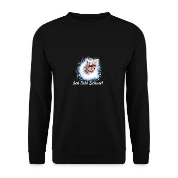 fuchs ,Graffiti, Malerei,fuchs,ich liebe schnee - Unisex Pullover - Schwarz - Vorne - Alina (178cm) & Michal (187cm)