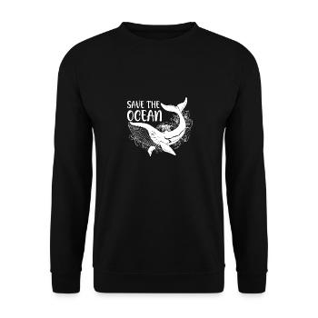 Rettet das Meer, Rettet den Ocean, Wal Meer - Unisex Pullover - Schwarz - Vorne - Alina (178cm) & Michal (187cm)