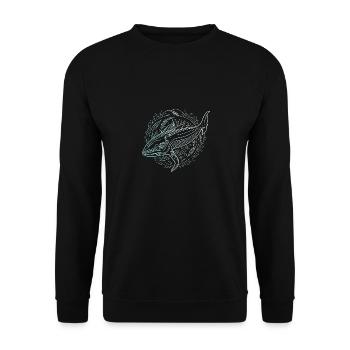 Abstrakter Wal - Unisex Pullover - Schwarz - Vorne - Alina (178cm) & Michal (187cm)