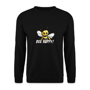 Bee Happy Bee Rire - Sweat-shirt Unisexe - noir - Devant - Alina (178cm) & Michal (187cm)