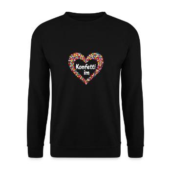 Konfetti im Herzen - Unisex Pullover - Schwarz - Vorne - Alina (178cm) & Michal (187cm)
